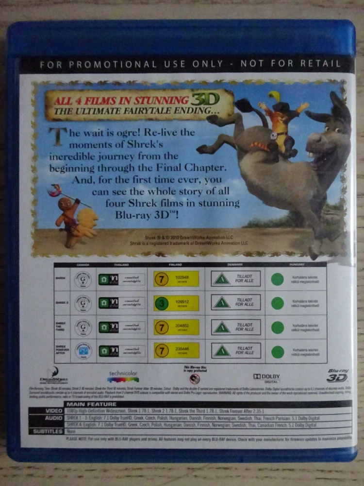 SHREK 1-4, BLURAY DVD FILM 