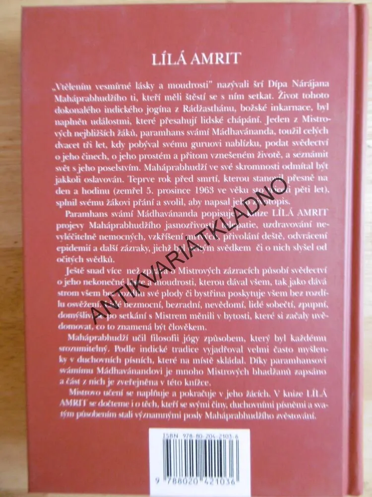 LÍLÁ AMRIT, ŽIVOT BOŽSKÉHO MISTRA ŠRÍ MAHÁPRABHUDŽÍHO, **an