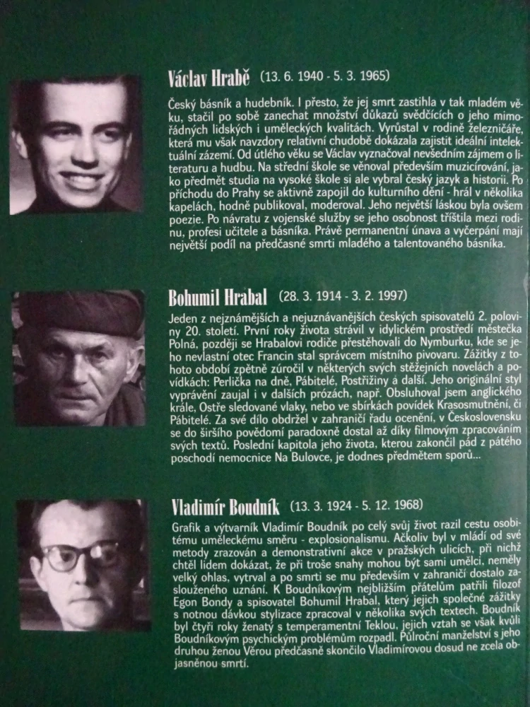 NEVYJASNĚNÁ ÚMRTÍ II., VÁCLAV HRABĚ, BOHUMIL HRABAL, VLADIMÍR BOUDNÍK, JIŘÍ HLINKA, **an