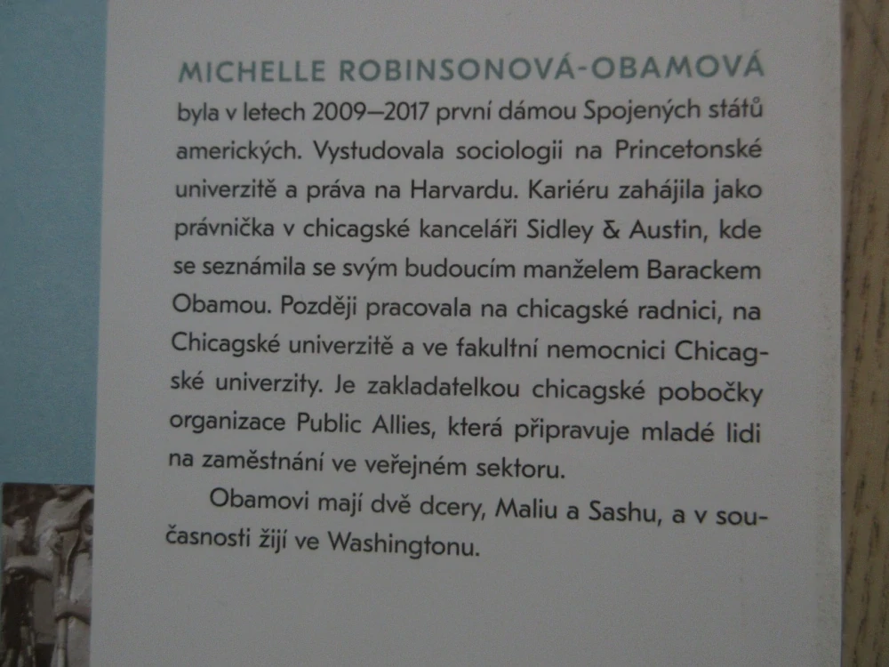 MŮJ PŘÍBĚH, MICHELLE OBAMOVÁ, **an