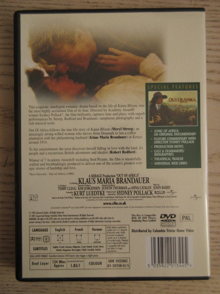 VZPOMÍNKY NA AFRIKU, R.REDFORD, M.STREEP, GB OBAL, ČESKÉ TIT. 2X DVD FILM