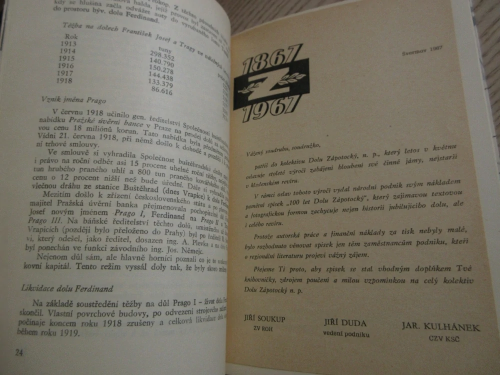STO LET DOLU ZÁPOTOCKÝ, 1867-1967, KLADNO, VÁCLAV STEHLÍK, **an