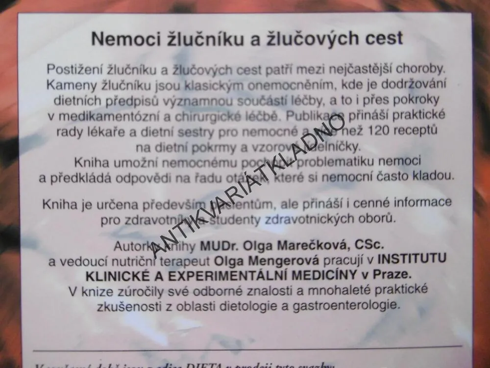 DIETA, NEMOCI ŽLUČNÍKU A ŽLUČOVÝCH CEST, DIETA A RADY LÉKAŘE, MAREČKOVÁ, MENGEROVÁ, **an