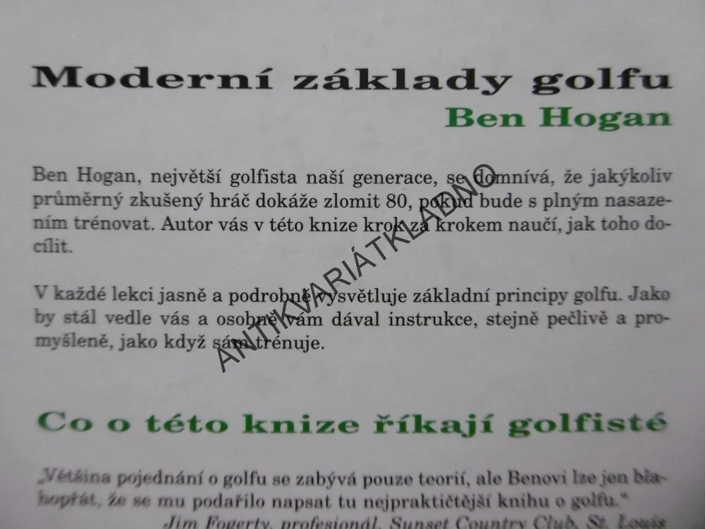 MODERNÍ ZÁKLADY GOLFU, 5 LEKCÍ, BEN HOGAN, GOLF, HRA, SPORT, GOLF