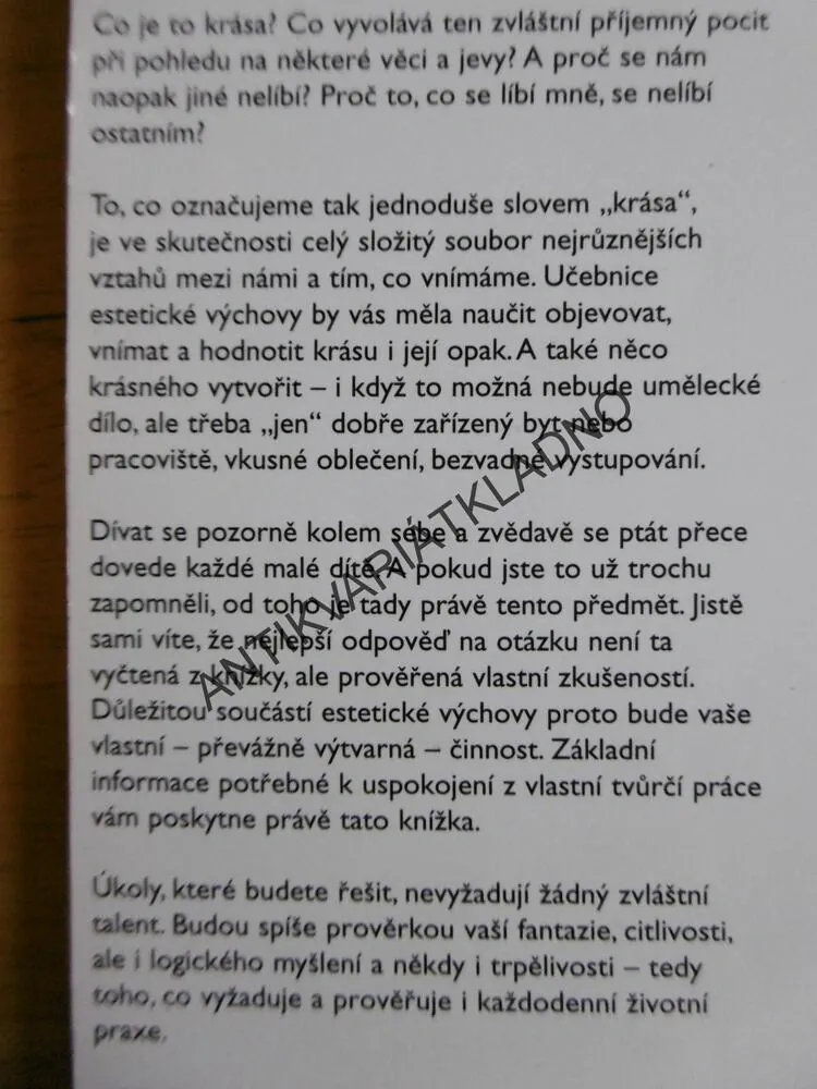 ESTETICKÁ VÝCHOVA PRO STŘEDNÍ ODBORNÉ ŠKOLY, VÝTVARNÁ ČÁST,
