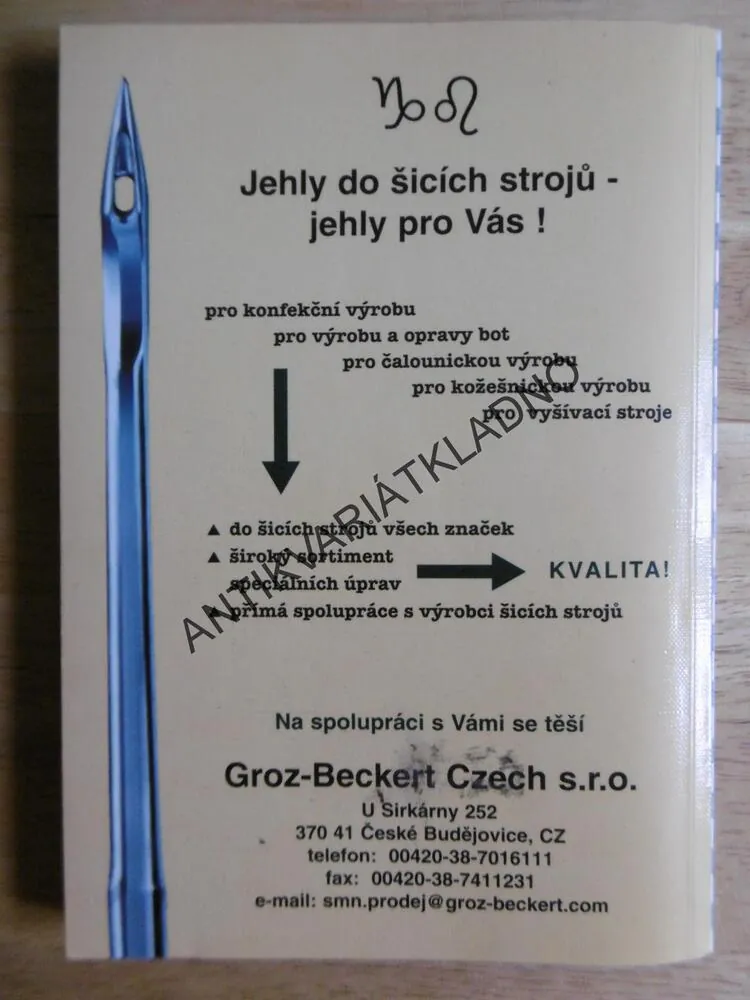 ODĚVNÍ TECHNOLOGIE, 2., VELÍKOVÁ, **an