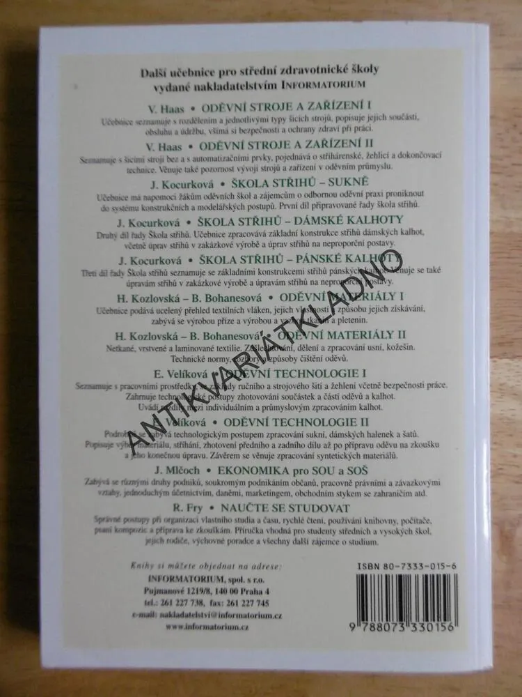 ODĚVNÍ TECHNOLOGIE, 3., VELÍKOVÁ