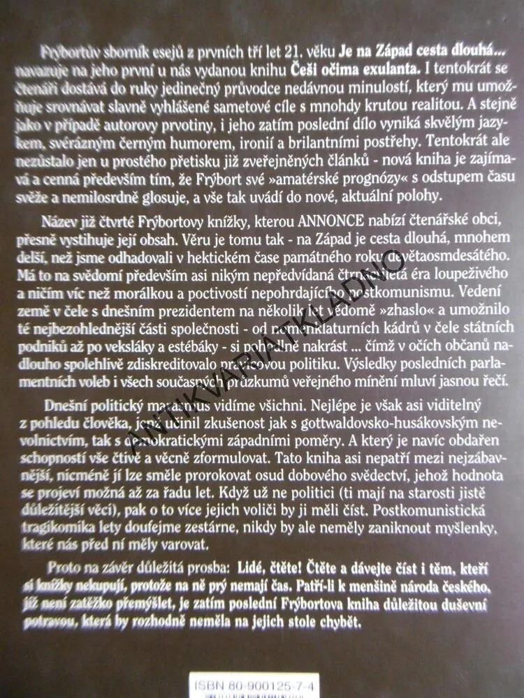 JE NA ZÁPAD CESTA DLOUHÁ... (ZBYTEČNÁ, MARNÁ JE TOUHA?) LUDĚK FRÝBORT, **an
