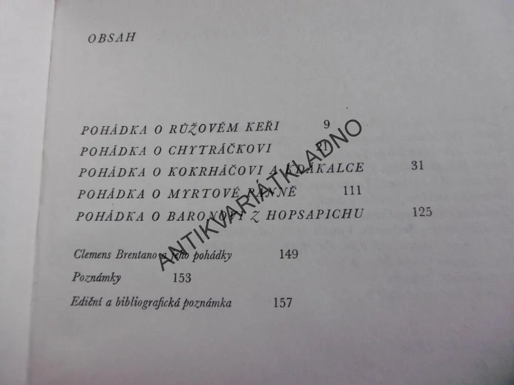 O RŮŽOVÉM KEŘI, CLEMENS BRENTANO, 1978, **an