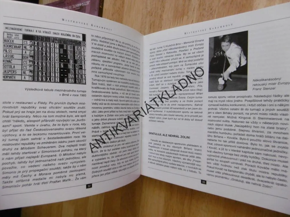 MISTROVSKÉ KARAMBOLY, ZOLTÁN KOVÁČ, ZDENĚK VLAK, KULEČNÍK, KARAMBOL, **an