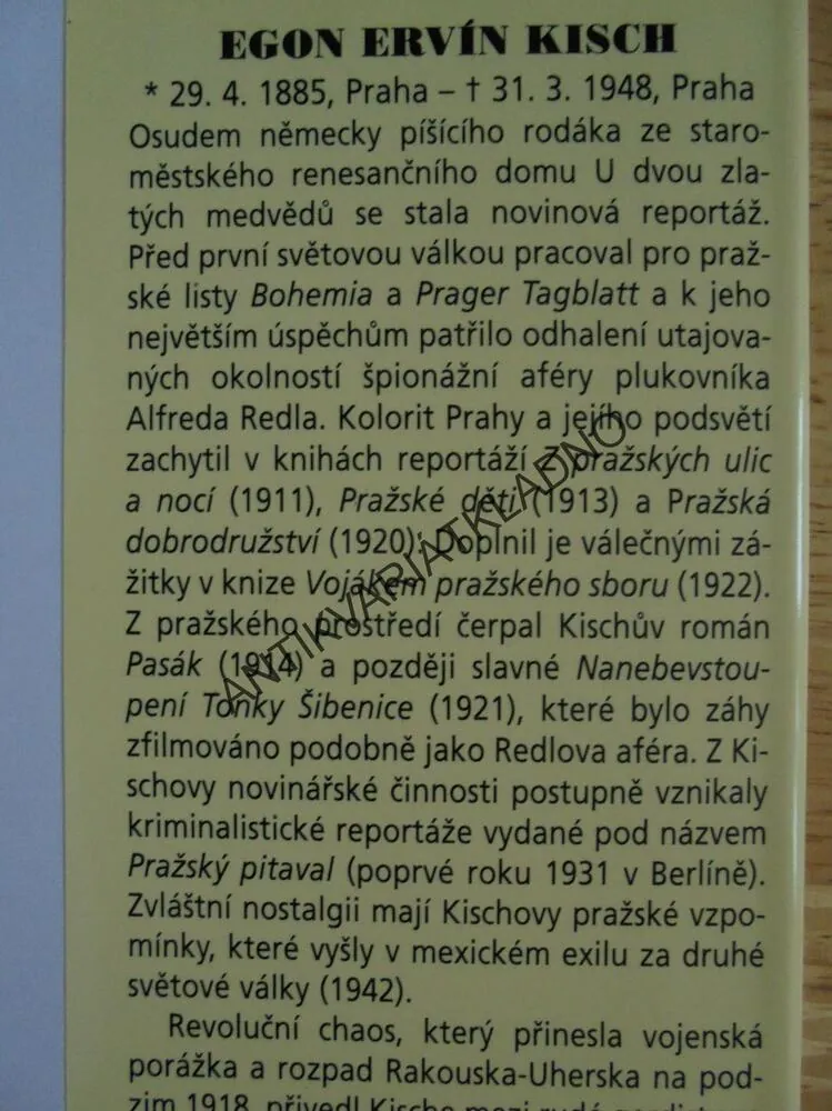 PRAŽSKÝ PITAVAL, E.E.KISCH, PRAHA