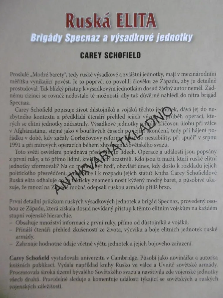 RUSKÁ ELITA, BRIGÁDY SPECNAZ A VÝSADKOVÉ JEDNOTKY, CAREY SCHOFIELD, **an