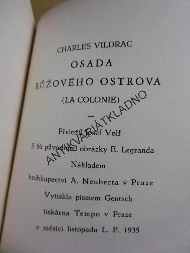 OSADA RŮŽOVÉHO OSTROVA, CHARLES VILDRAC, 1935, **an