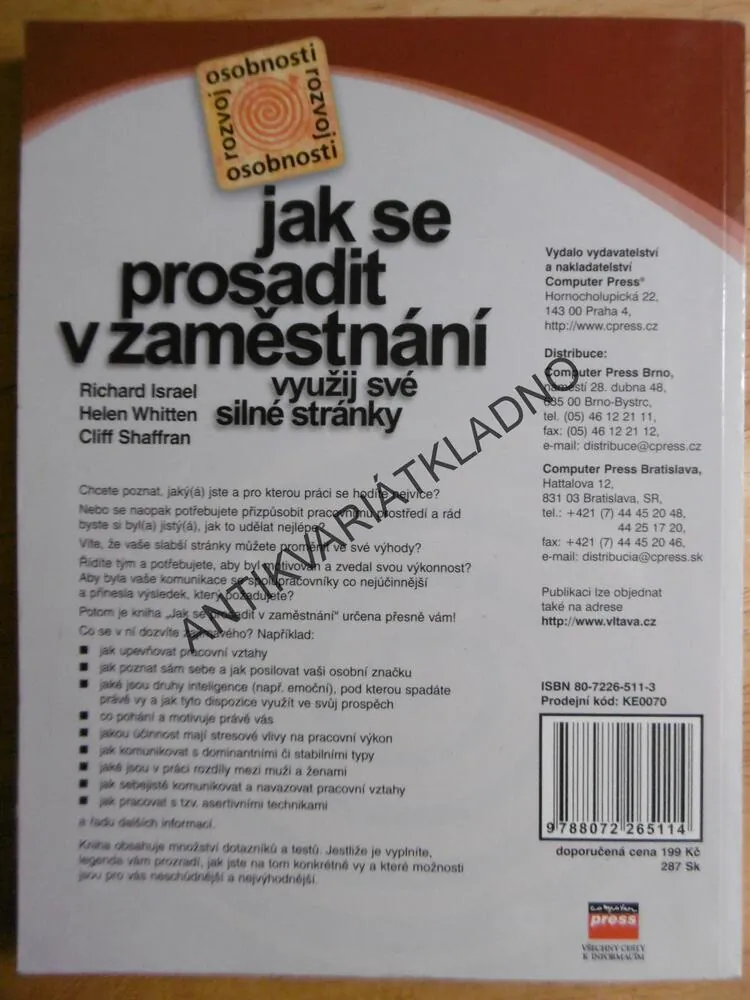 JAK SE PROSADIT V ZAMĚSTNÁNÍ, VYUŽIJ SVÉ SILNÉ STRÁNKY, RICHARD ISRAEL, 