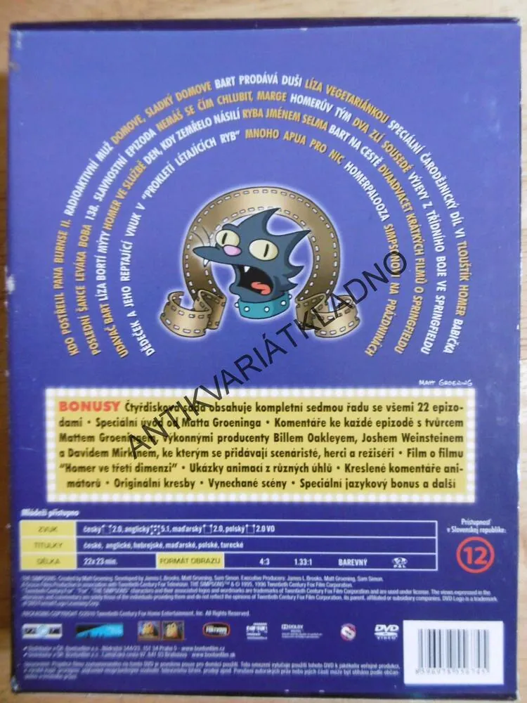 SIMPSONOVI, KOMPLETNÍ SEDMÁ SÉRIE, 3 DVD FILM