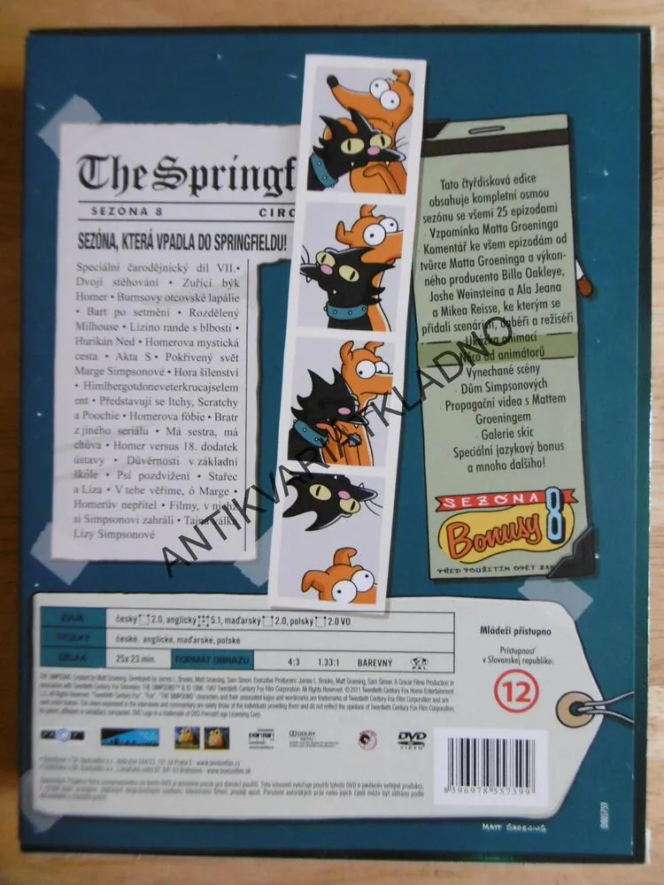 SIMPSONOVI, KOMPLETNÍ OSMÁ SÉRIE, 3 DVD FILM