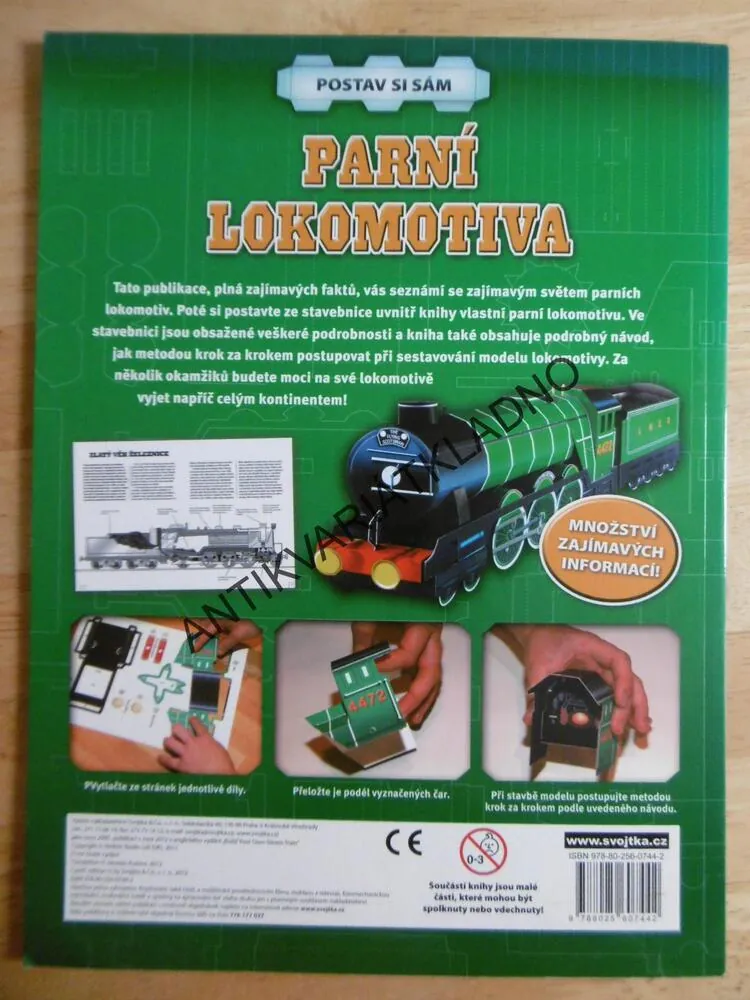 POSTAV SI SÁM, PARNÍ LOKOMOTIVA, SKLÁDACÍ STAVEBNICE BEZ POUŽITÍ NŮŽEK