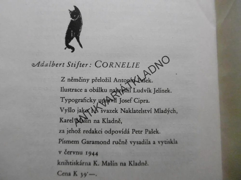 CORNELIE, ADALBERT STIFTER, JELÍNEK,1944,