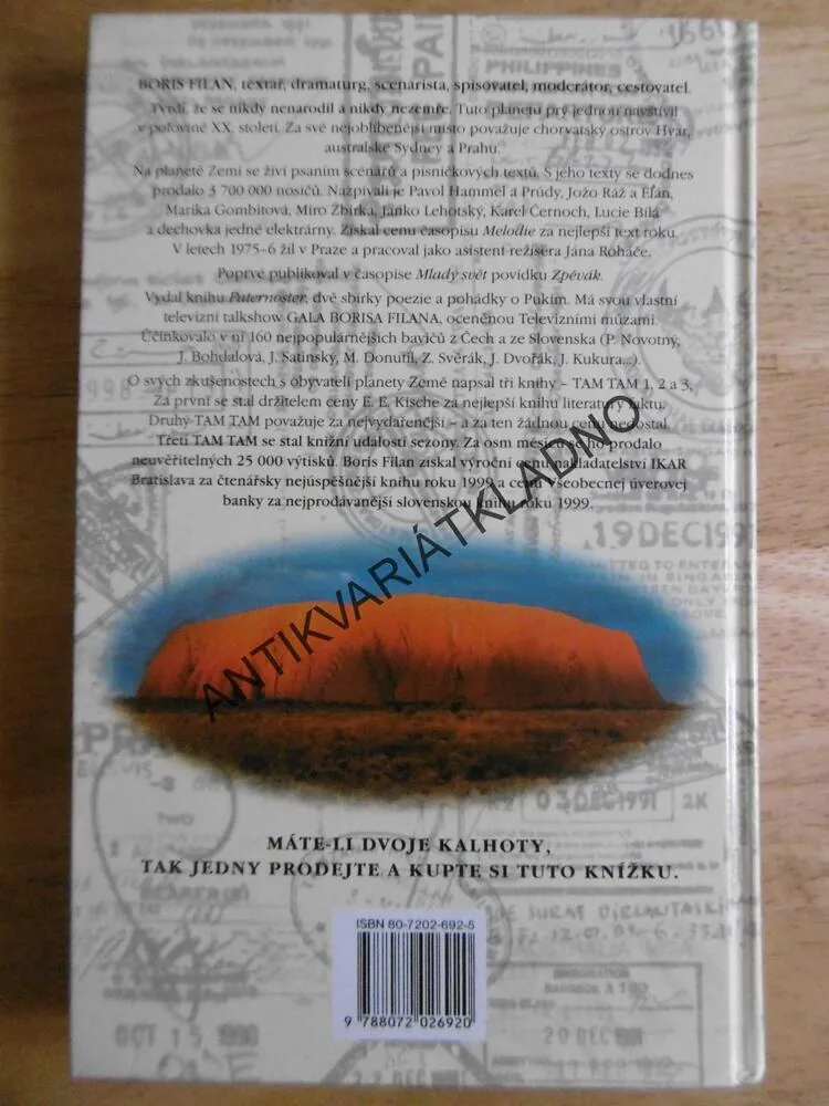 BORIS FILAN, TAM TAM, TEXTAŘ, DRAMATURG, SCÉNÁRISTA, SPISOVATEL, MODERÁTOR, CESTOVATEL **an