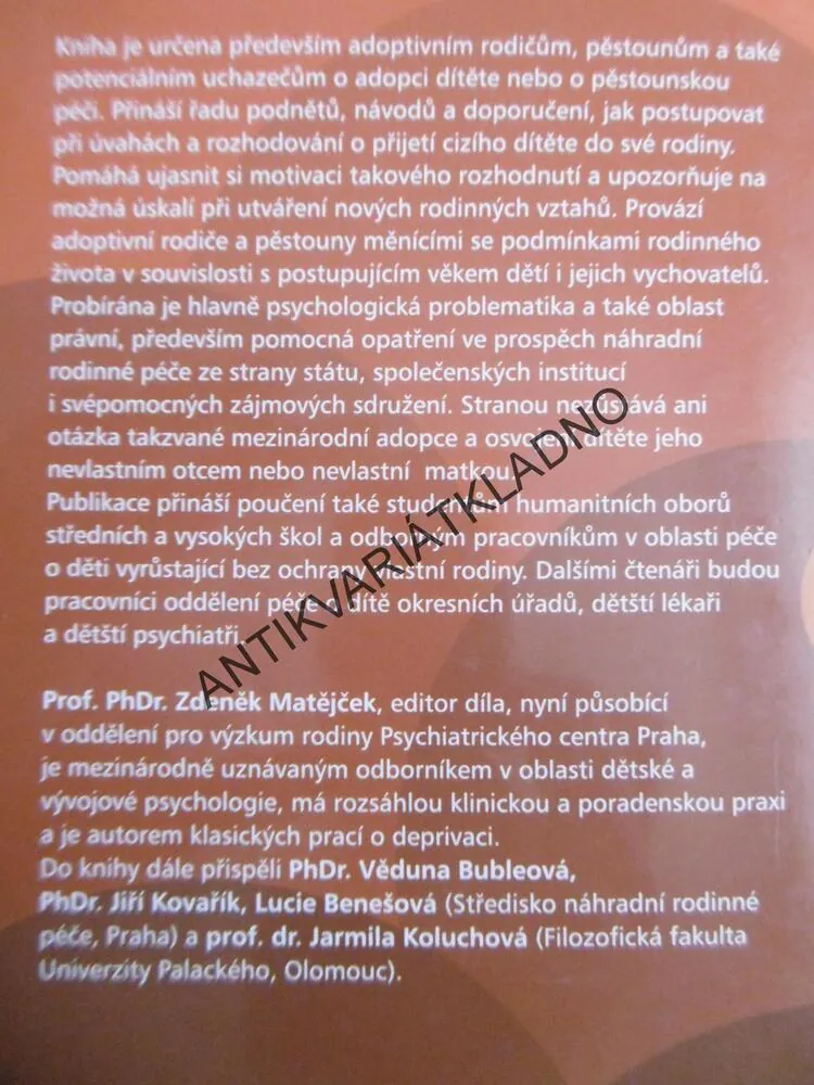 OSVOJENÍ A PĚSTOUNSKÁ PÉČE, ZDENĚK MATĚJČEK, **an