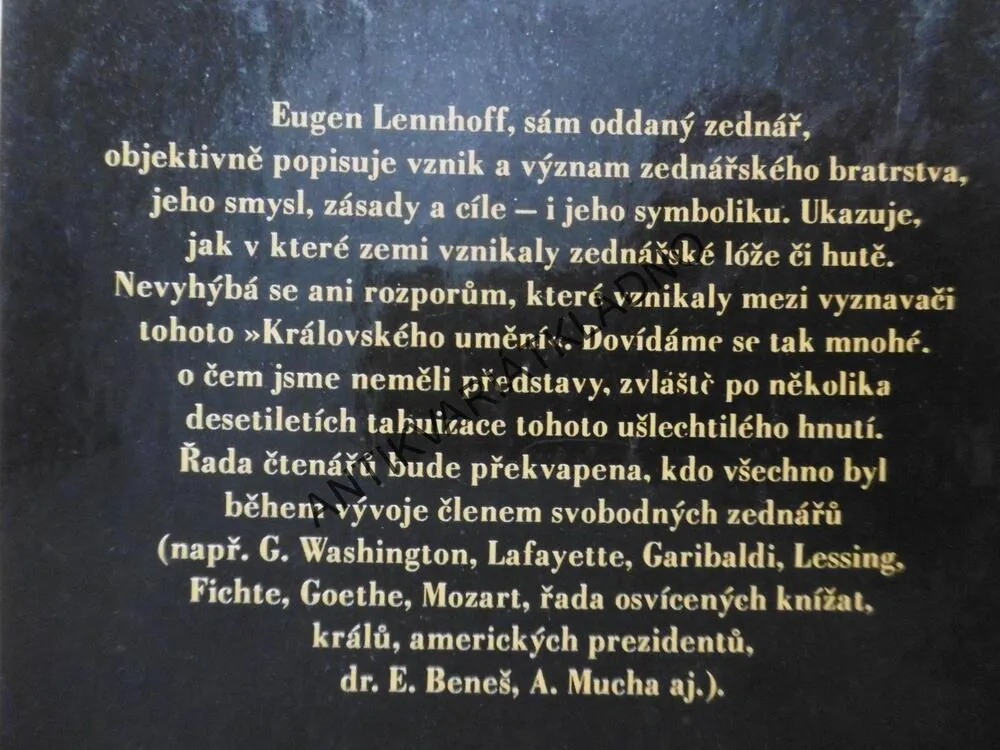 SVOBODNÍ ZEDNÁŘI, EUGEN LENNHOFF, **an