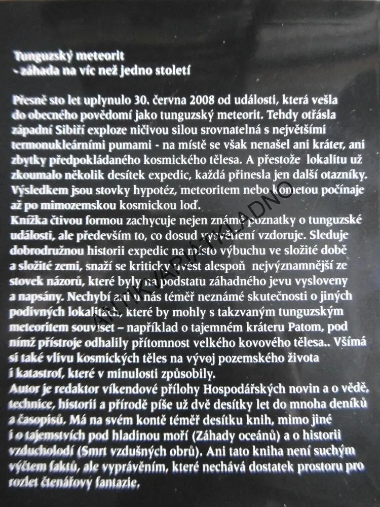 TUNGUZSKÝ METEORIT, ZÁHADA NA VÍC NEŽ JEDNO STOLETÍ, JAN A. NOVÁK, **an