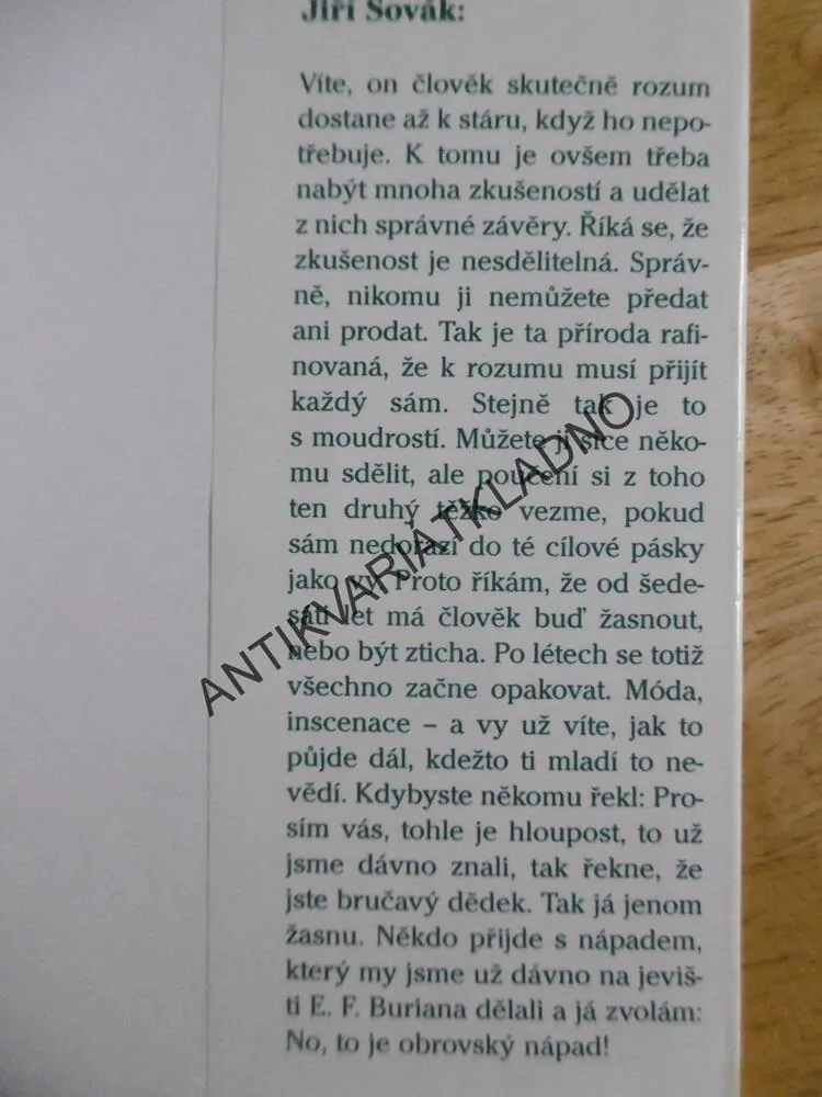 TAKOVÝ BYL JIŘÍ SOVÁK, HEREC FILM, BESSEROVÁ