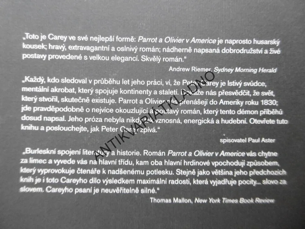 PARROT A OLIVIER V AMERICE, PETER CAREY, **an