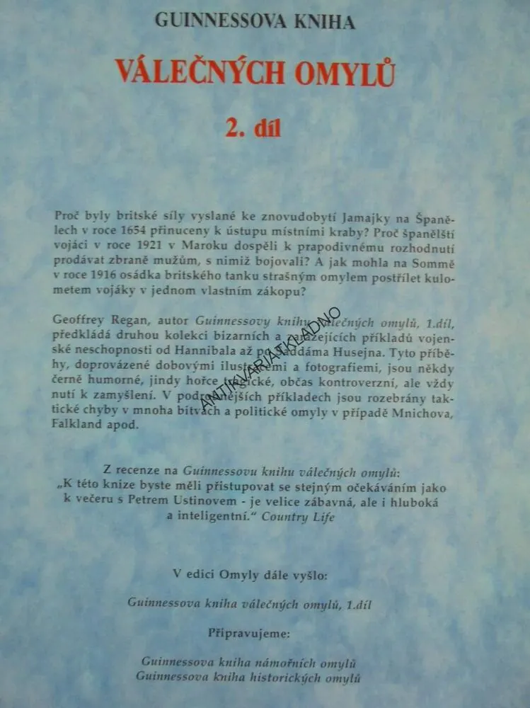 GUINNESSOVA KNIHA VÁLEČNÝCH OMYLŮ, 2.,G.REGAN, VÁLKA, BITVA, **an