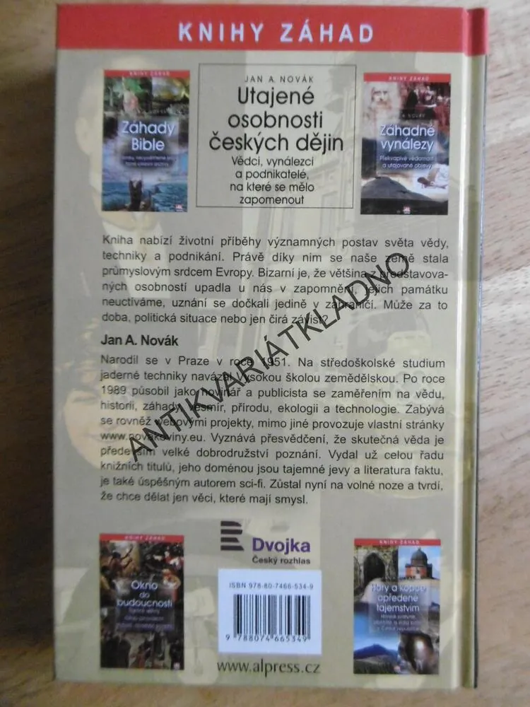 UTAJENÉ OSOBNOSTI ČESKÝCH DĚJIN, JAN. A. NOVÁK,, **an
