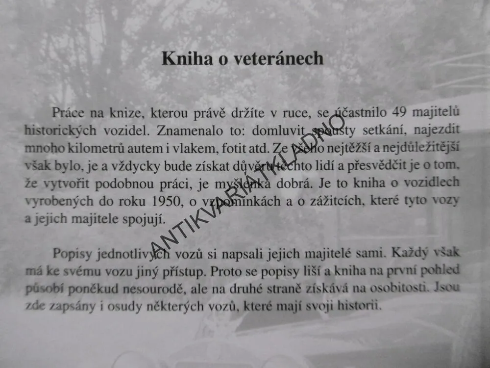 KNIHA O VETERÁNECH DO ROKU 1950, KTERÉ SE DOCHOVALY NA ÚZEMÍ ČESKÉ REPUBLIKY, **an