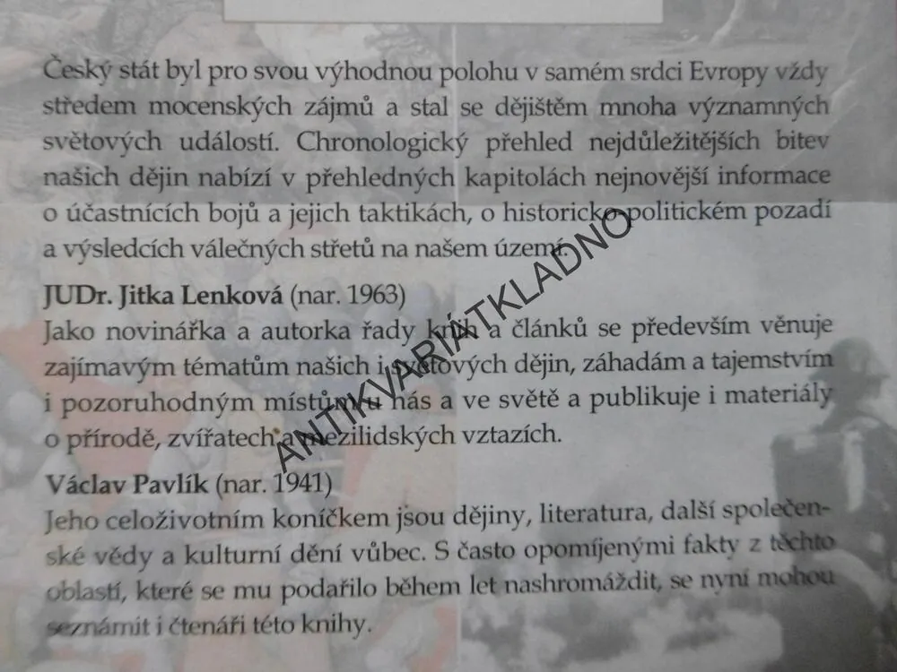 NEJDŮLEŽITĚJŠÍ BITVY V ČESKÝCH DĚJINÁCH, JITKA LENKOVÁ, VÁCLAV PAVLÍK, **an