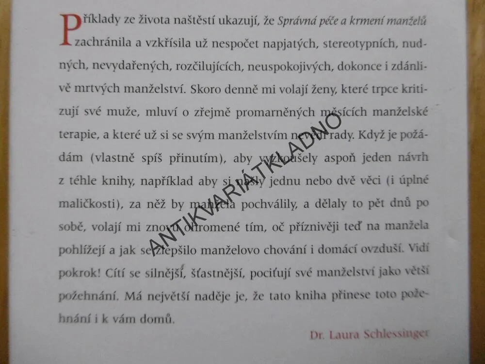 SPRÁVNÁ PÉČE A KRMENÍ MANŽELŮ, DR. LAURA SCHLESSINGER, **an