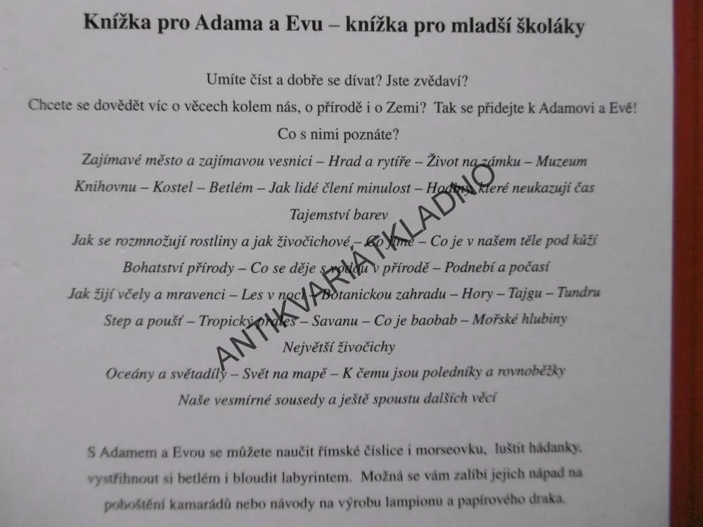 KNÍŽKA PRO ADAMA A EVU, MILADA KOUTNÁ, Á, DAGMAR JEŽKOVÁ, **an