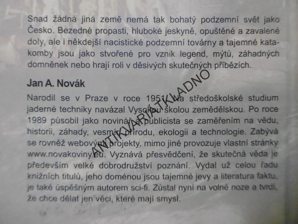 TAJEMNÉ PODZEMÍ NA NAŠEM ÚZEMÍ, JAN A. NOVÁK, **an
