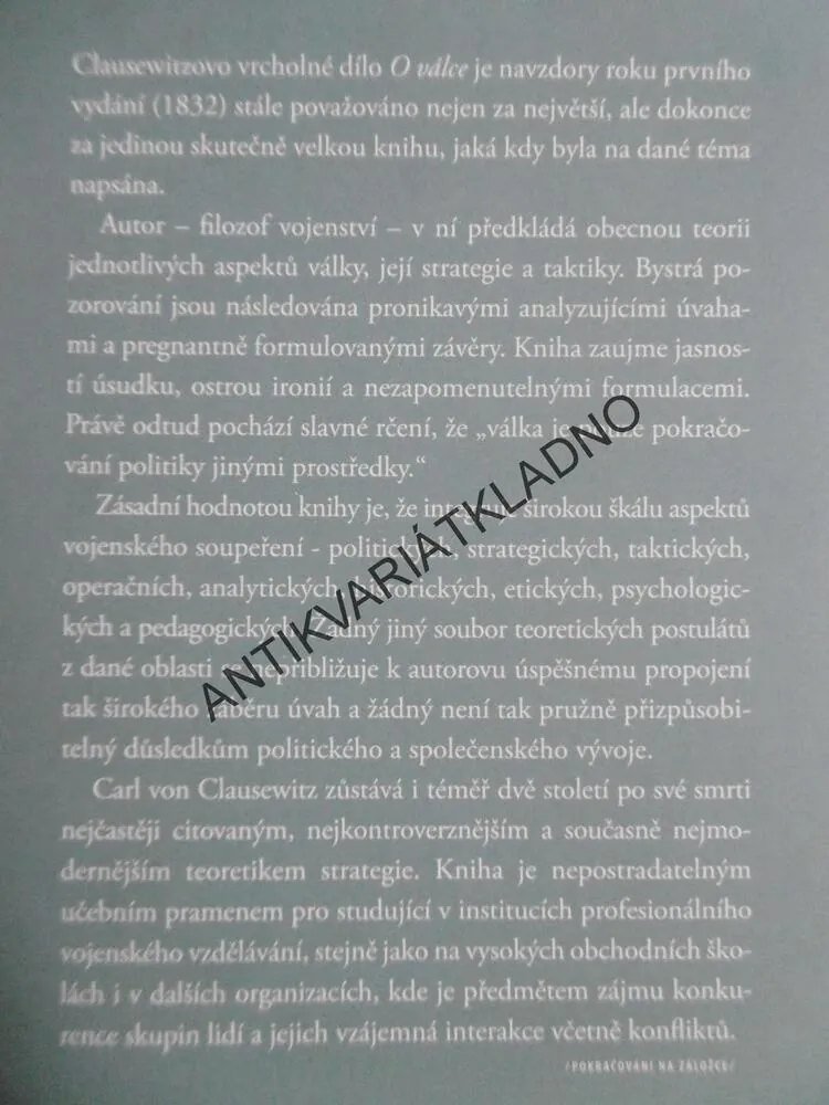 O VÁLCE, CARL VON CLAUSEWITZ, **an