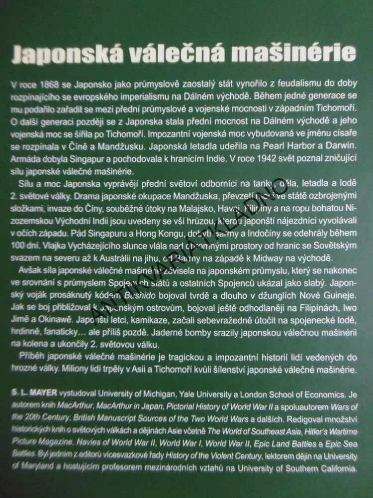JAPONSKÁ VÁLEČNÁ MAŠINÉRIE, S.L. MAYER, , **an