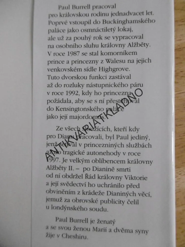 KRÁLOVSKÁ SLUŽBA, PAUL BURRELL, PRINCEZNA DIANA, **an