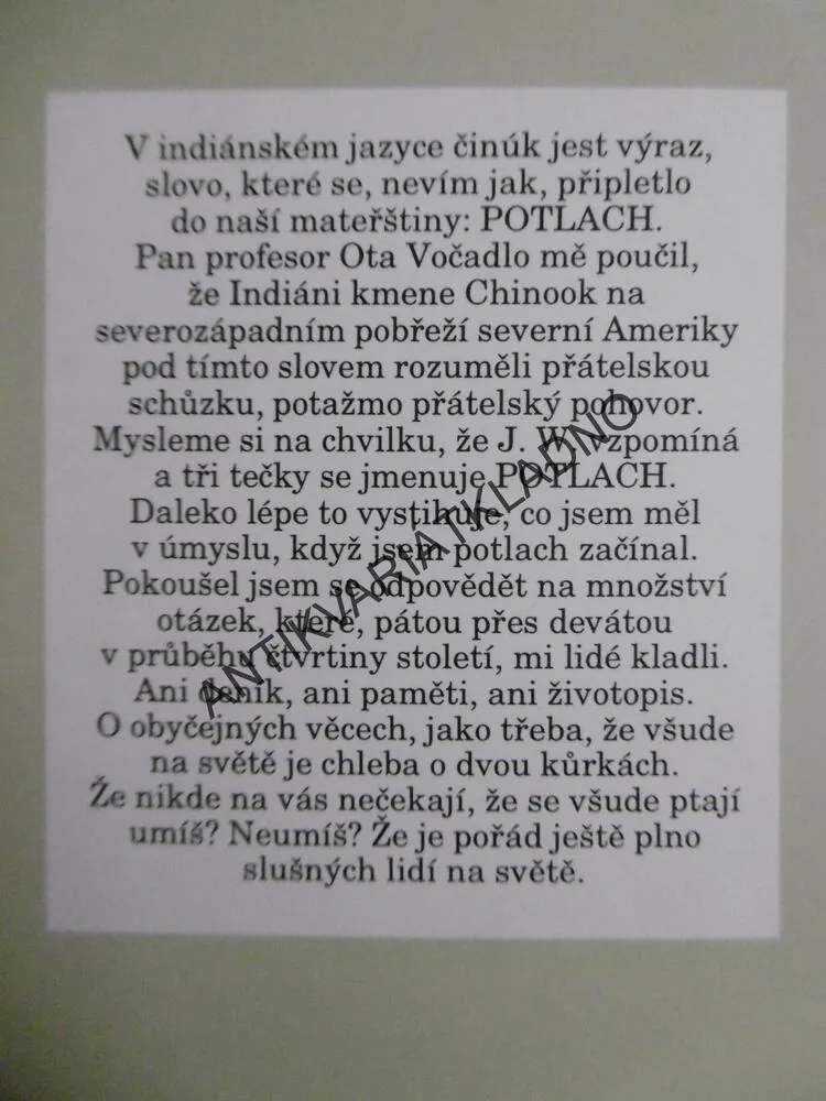 JAN WERICH VZPOMÍNÁ... VLASTNĚ POTLACH, **an