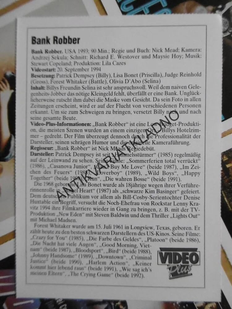 FILM. KARTIČKY, NĚMECKO, ČASOPIS VIDEO PLUS, 18KS