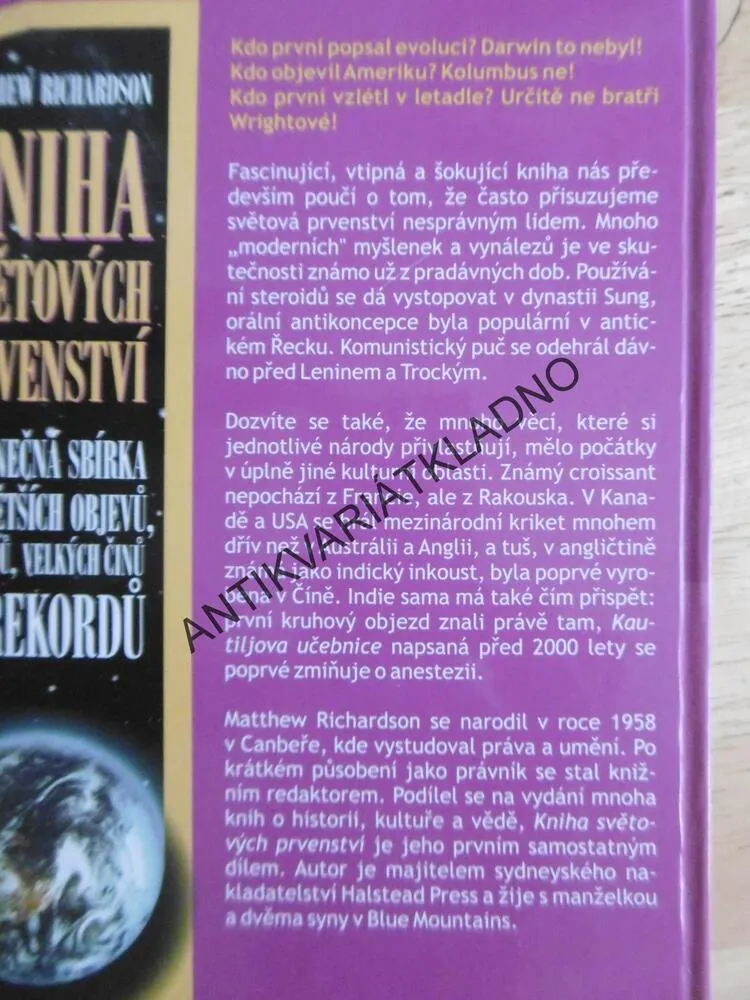 KNIHA SVĚTOVÝCH PRVENSTVÍ, MATTHEW RICHARDSON, **an
