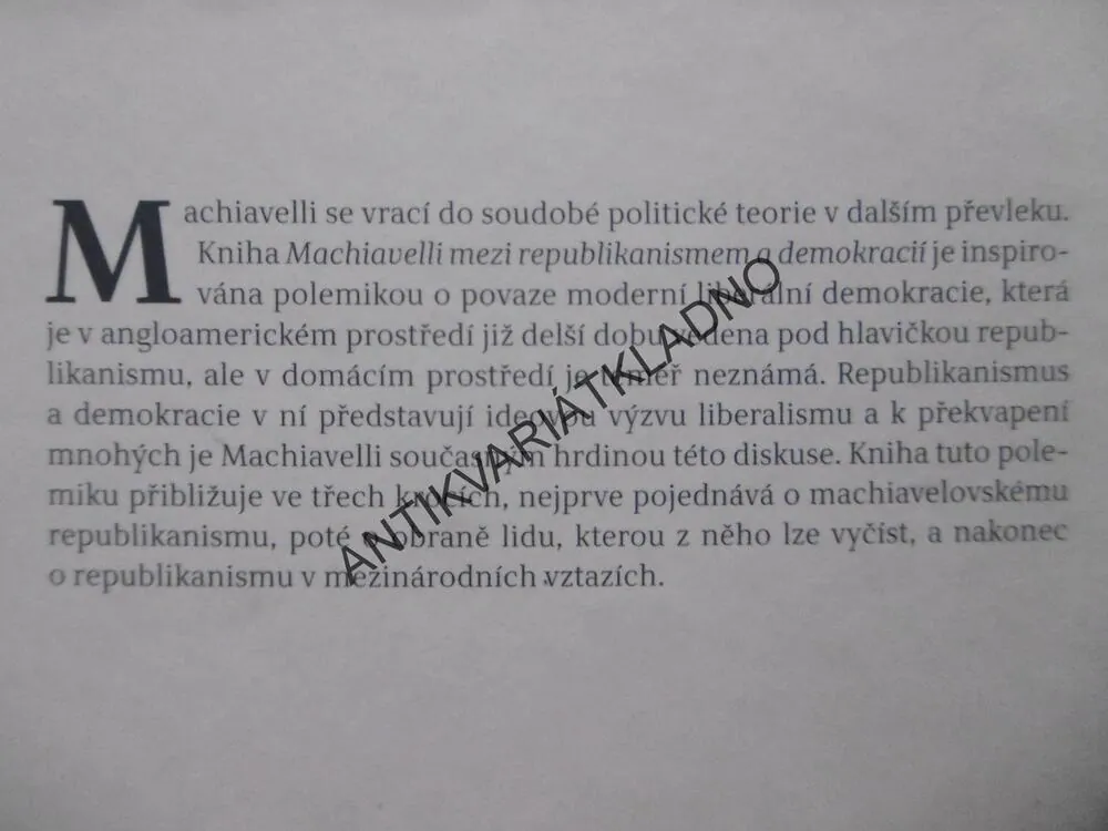 MACHIAVELLI MEZI REPUBLIKANISMEM A DEMOKRACIÍ, MILAN ZNOJ, **an