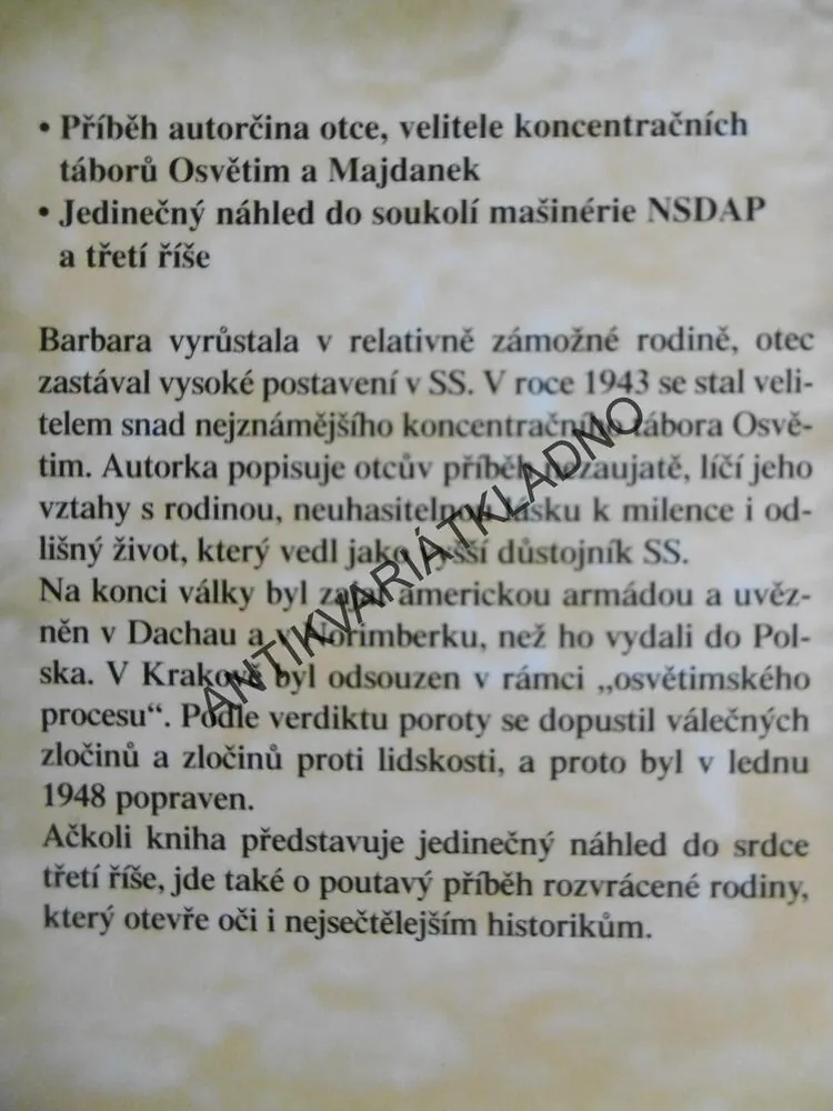 MŮJ TÁTA, VELITEL OSVĚTIMI, BARBARA U. CHERISH, **an