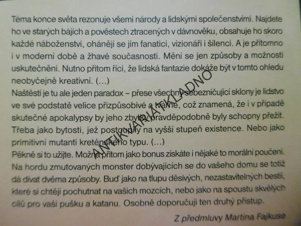 VE STÍNU APOKALYPSY, ANTOLOGIE ČESKÉ FANTASTIKY, FRANTIŠEK KOTLETA, **an