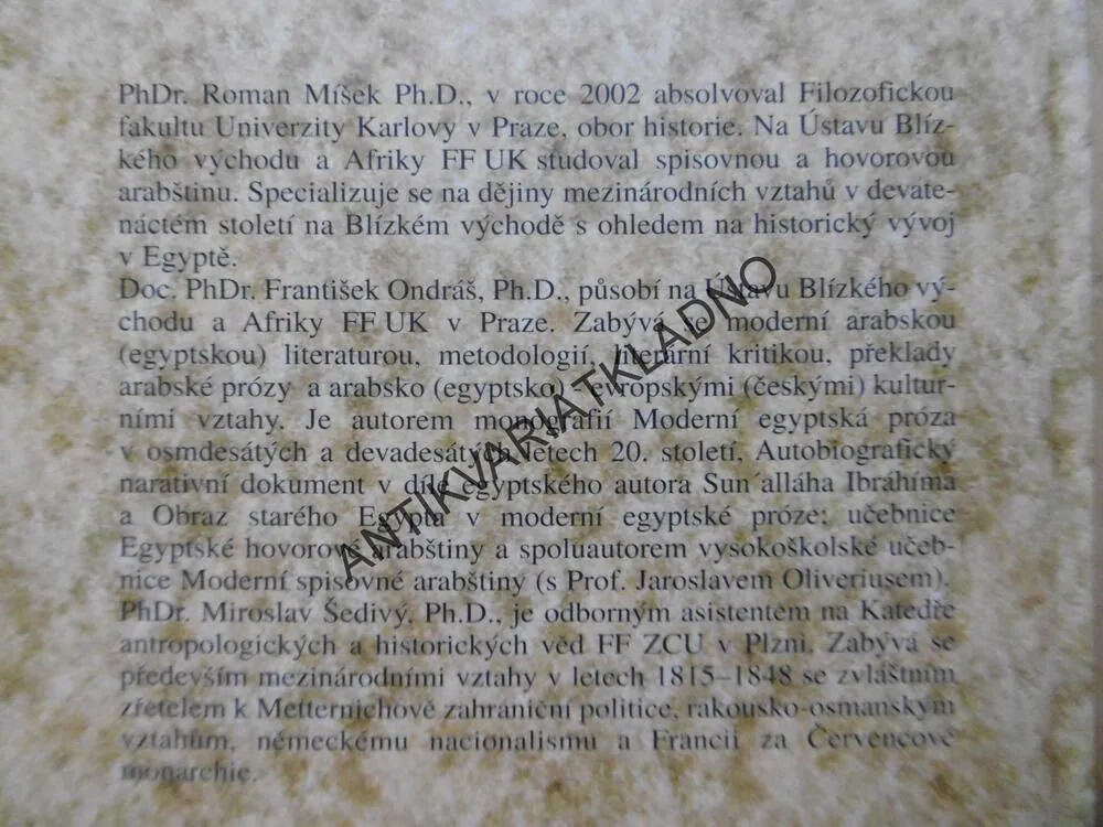 EGYPT V DOBĚ MUHAMMADA ALÍHO, ROMAN MÍŠEK, FRANTIŠEK ONDRÁŠ, MIROSLAV ŠEDIVÝ, **an