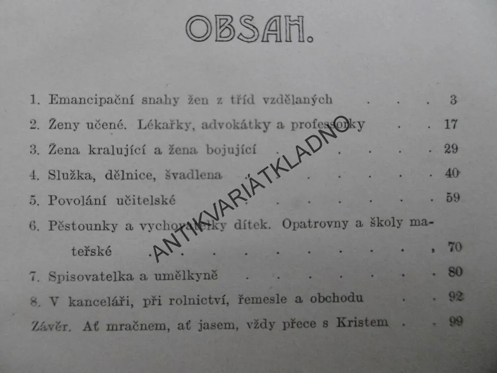 VÝCHOVA DÍVKY, DÍVKA A ŽENA V RŮZNÝCH POSTAVENÍCH, V.PTÁČEK, 1904