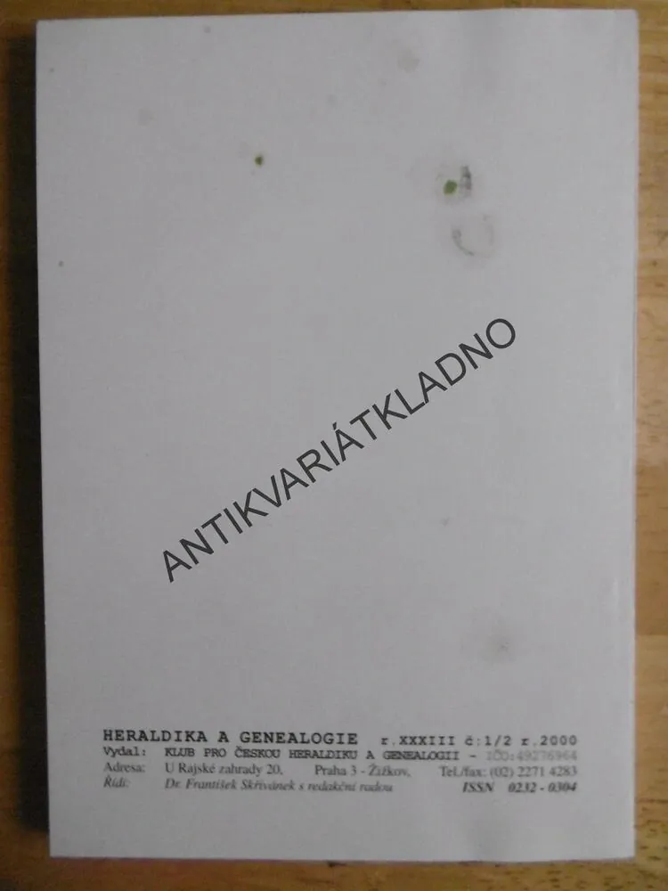 HERALDIKA A GENEALOGIE, 2000, 1/2, ROČ. 33.,
