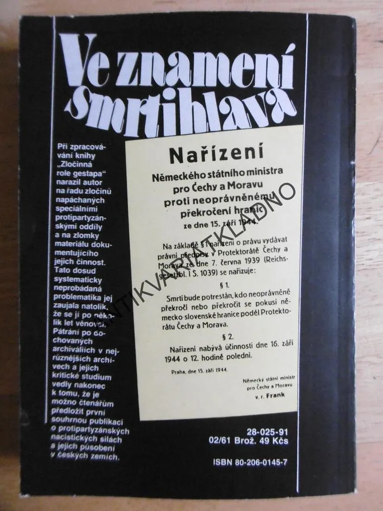 VE ZNAMENÍ SMRTIHLAVA, OLDŘICH SLÁDEK, **an