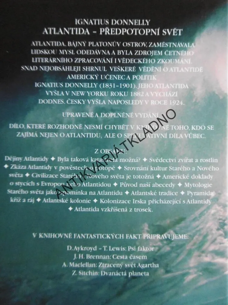 ATLANTIDA, PŘEDPOTOPNÍ SVĚT, IGNATIUS DONNELLY, **an