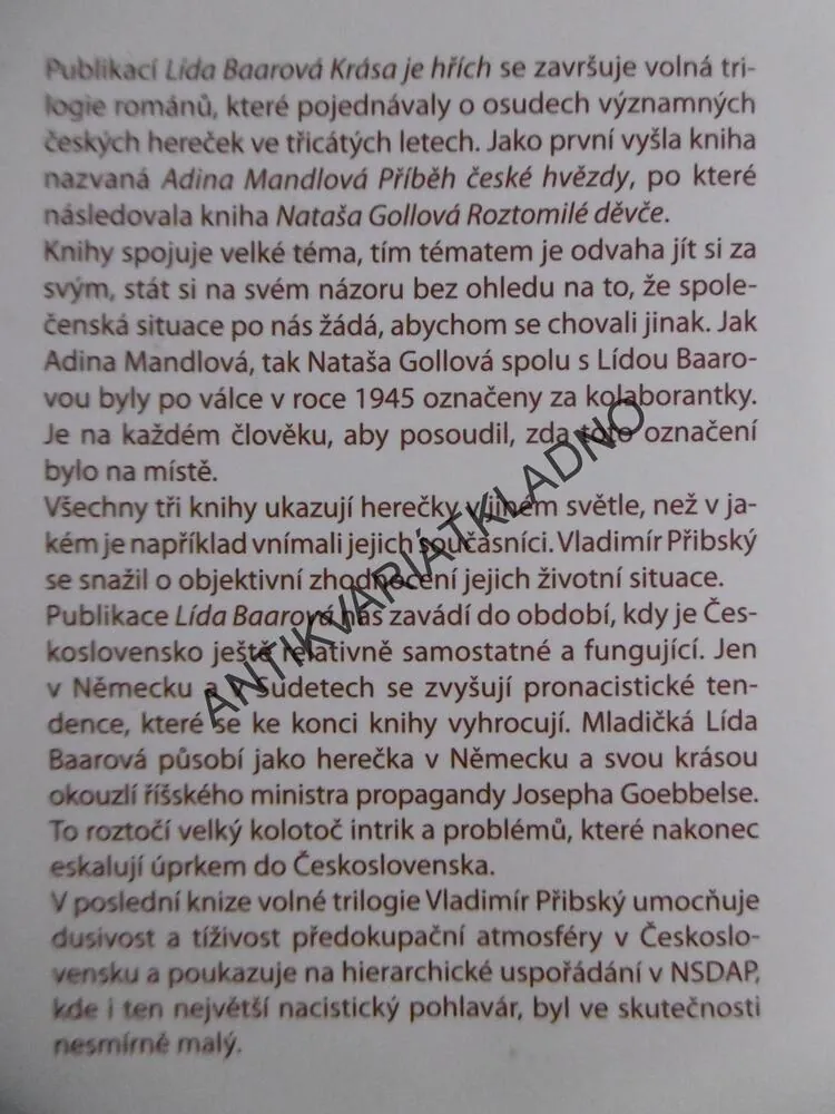 LÍDA BAAROVÁ: KRÁSA JE HŘÍCH, VLADIMÍR PŘIBSKÝ, **an